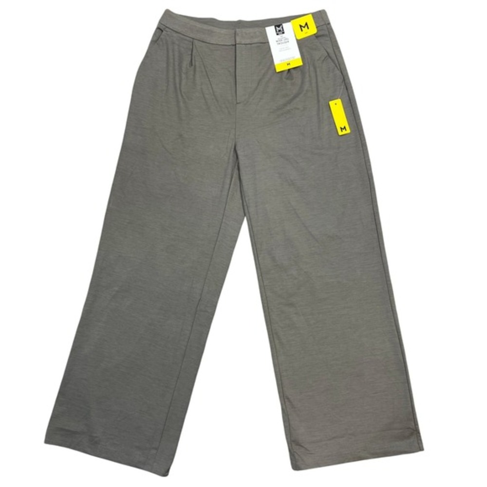 Member's Mark Wide Leg Trouser Medium Gray Soft Knit Pleated Career Workwear NWT